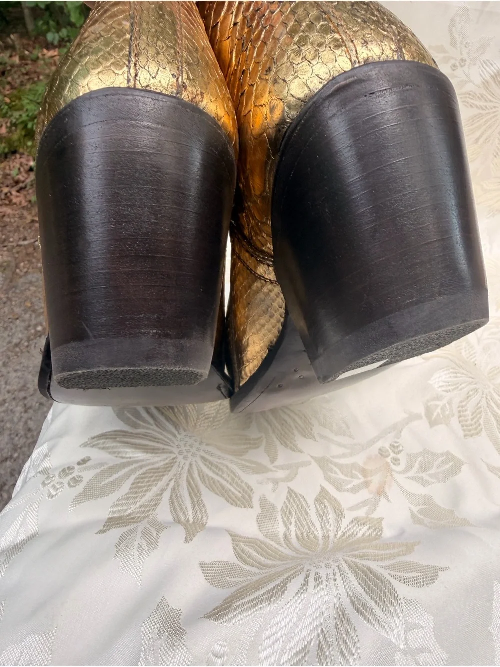 Ariat Womens Gold Python Leather Ankle Boots